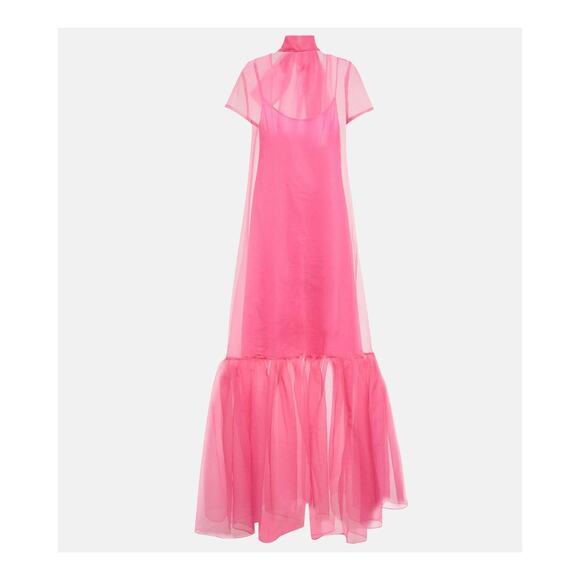 STAUD Dresses & Skirts - Staud Calluna Pink Organza Maxi Dress Tiered Ruffle Gown Size Medium
